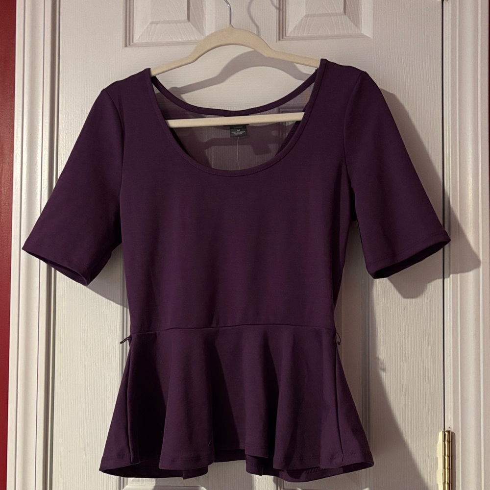 Dots Women's Deep Purple Peplum Blouse